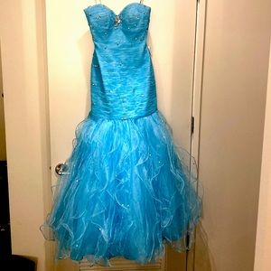 Mari Lee Blue Rhinestone Pageant Dress